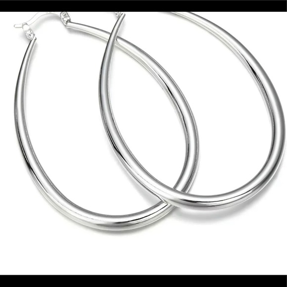 Jewelry - 925 STERLING SILVER CLASSIC LARGE HOOP OVAL DANGLE Jewelry - 925 STERLING SILVER CLASSIC LARGE HOOP OVAL DANGLE